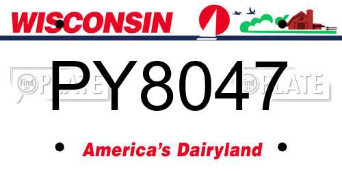 PY8047 Wisconsin License Plate