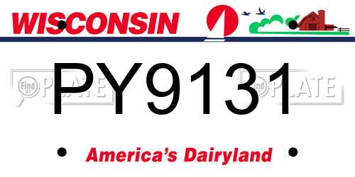 PY9131 Wisconsin License Plate