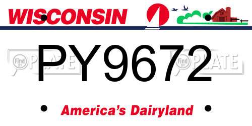 PY9672 Wisconsin License Plate