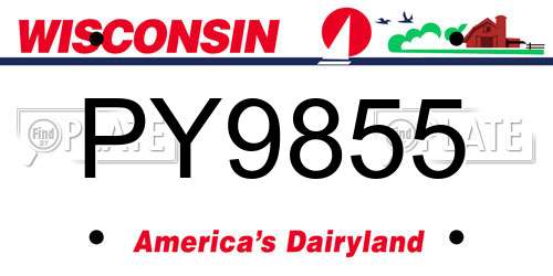 PY9855 Wisconsin License Plate
