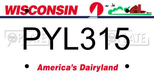 PYL315 Wisconsin License Plate