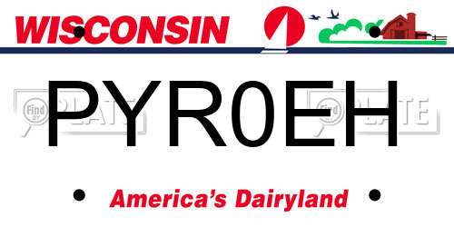 PYR0EH Wisconsin License Plate