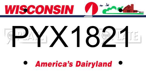 PYX1821 Wisconsin License Plate