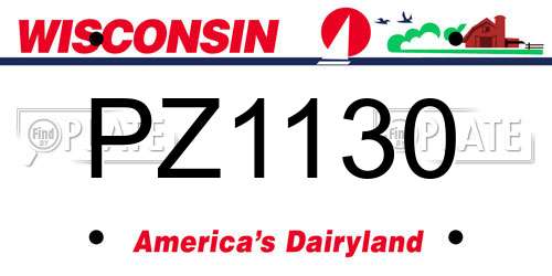 PZ1130 Wisconsin License Plate