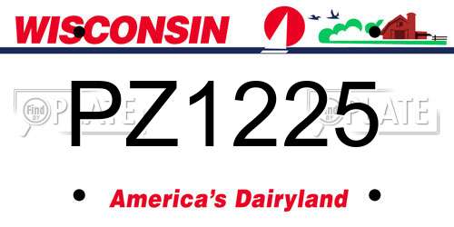 PZ1225 Wisconsin License Plate