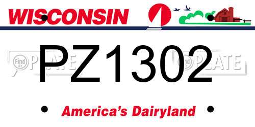 PZ1302 Wisconsin License Plate