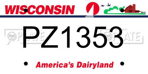 PZ1353 Wisconsin License Plate
