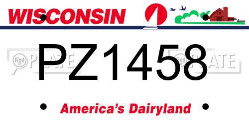 PZ1458 Wisconsin License Plate