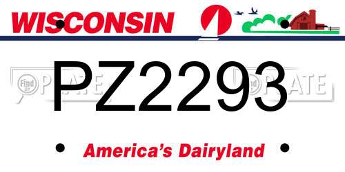PZ2293 Wisconsin License Plate