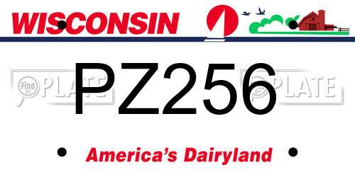 PZ256 Wisconsin License Plate