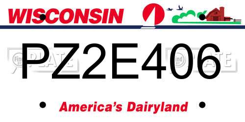 PZ2E406 Wisconsin License Plate