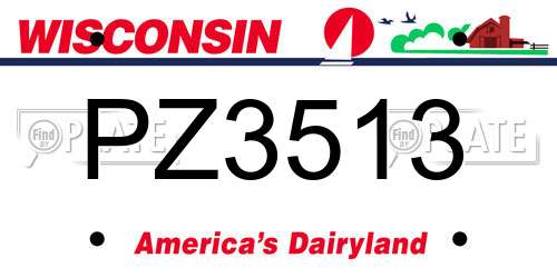 PZ3513 Wisconsin License Plate