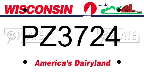 PZ3724 Wisconsin License Plate