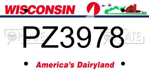 PZ3978 Wisconsin License Plate