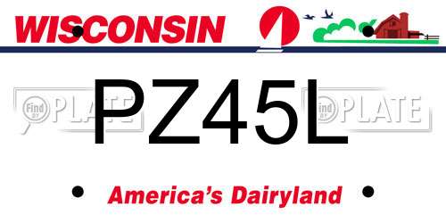 PZ45L Wisconsin License Plate