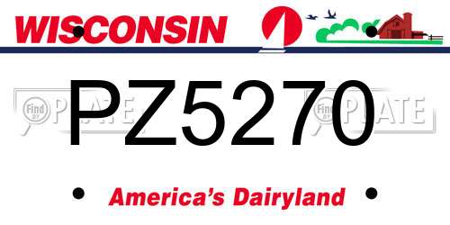 PZ5270 Wisconsin License Plate