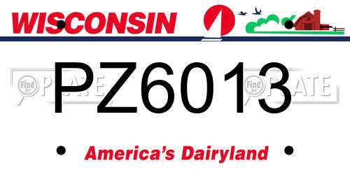 PZ6013 Wisconsin License Plate