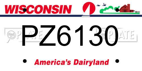 PZ6130 Wisconsin License Plate