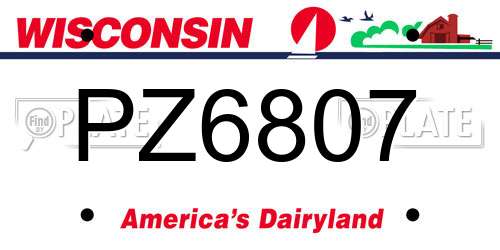 PZ6807 Wisconsin License Plate