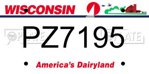 PZ7195 Wisconsin License Plate