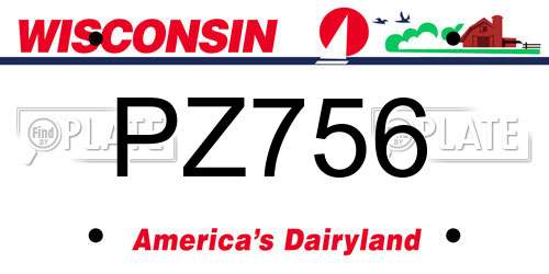 PZ756 Wisconsin License Plate