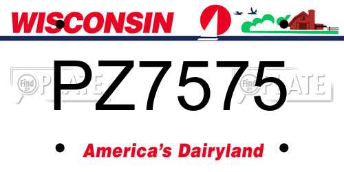 PZ7575 Wisconsin License Plate