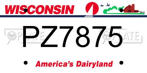 PZ7875 Wisconsin License Plate