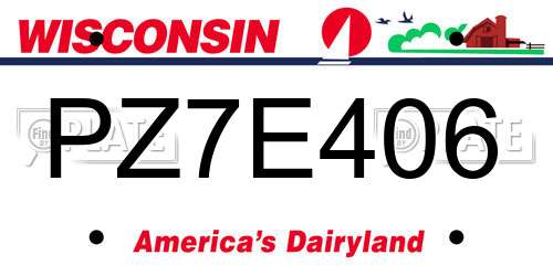 PZ7E406 Wisconsin License Plate
