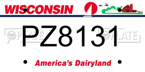PZ8131 Wisconsin License Plate
