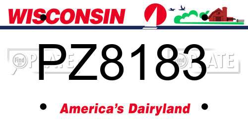 PZ8183 Wisconsin License Plate