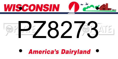 PZ8273 Wisconsin License Plate