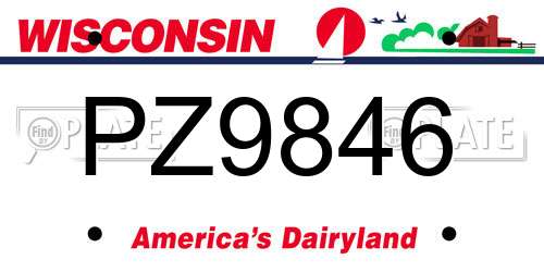PZ9846 Wisconsin License Plate