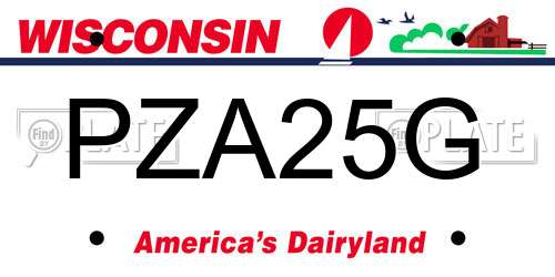 PZA25G Wisconsin License Plate