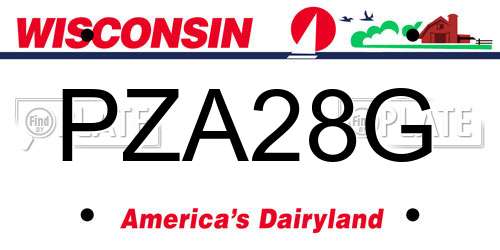 PZA28G Wisconsin License Plate