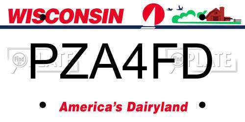 PZA4FD Wisconsin License Plate