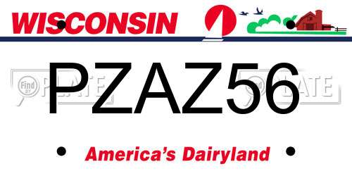 PZAZ56 Wisconsin License Plate