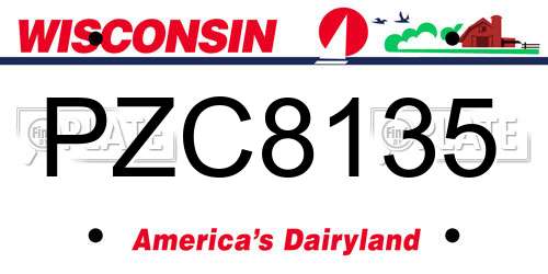 PZC8135 Wisconsin License Plate