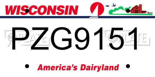 PZG9151 Wisconsin License Plate