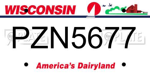 PZN5677 Wisconsin License Plate