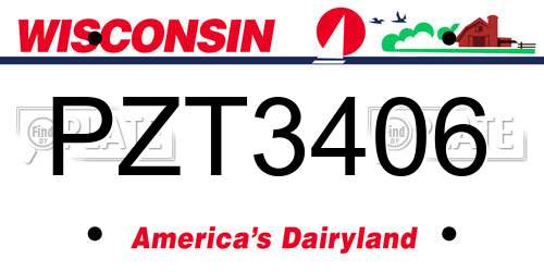 PZT3406 Wisconsin License Plate