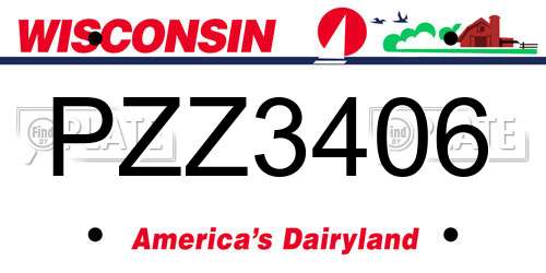 PZZ3406 Wisconsin License Plate