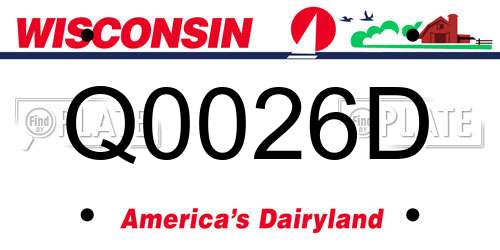 Q0026D Wisconsin License Plate