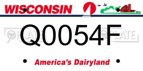 Q0054F Wisconsin License Plate