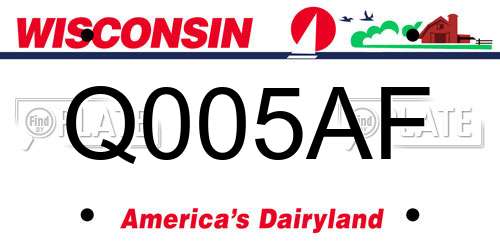 Q005AF Wisconsin License Plate