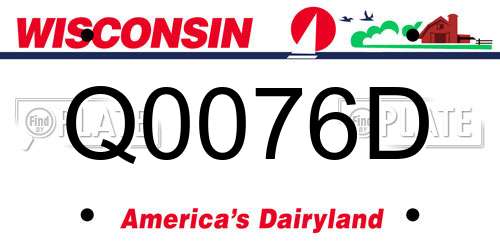 Q0076D Wisconsin License Plate