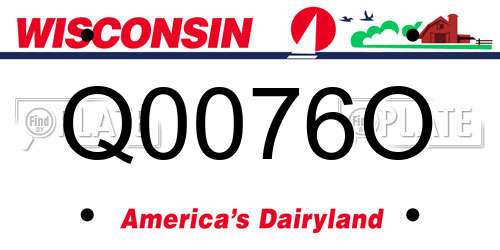 Q0076O Wisconsin License Plate