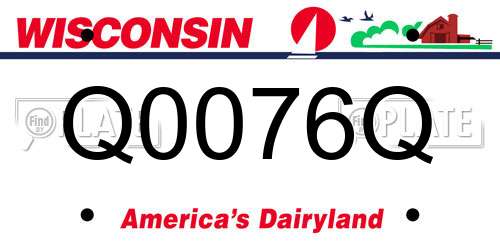 Q0076Q Wisconsin License Plate