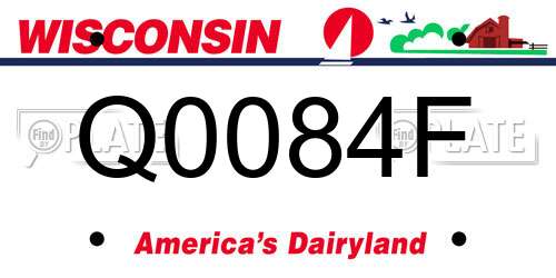 Q0084F Wisconsin License Plate