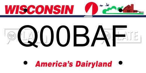 Q00BAF Wisconsin License Plate