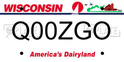 Q00ZGO Wisconsin License Plate